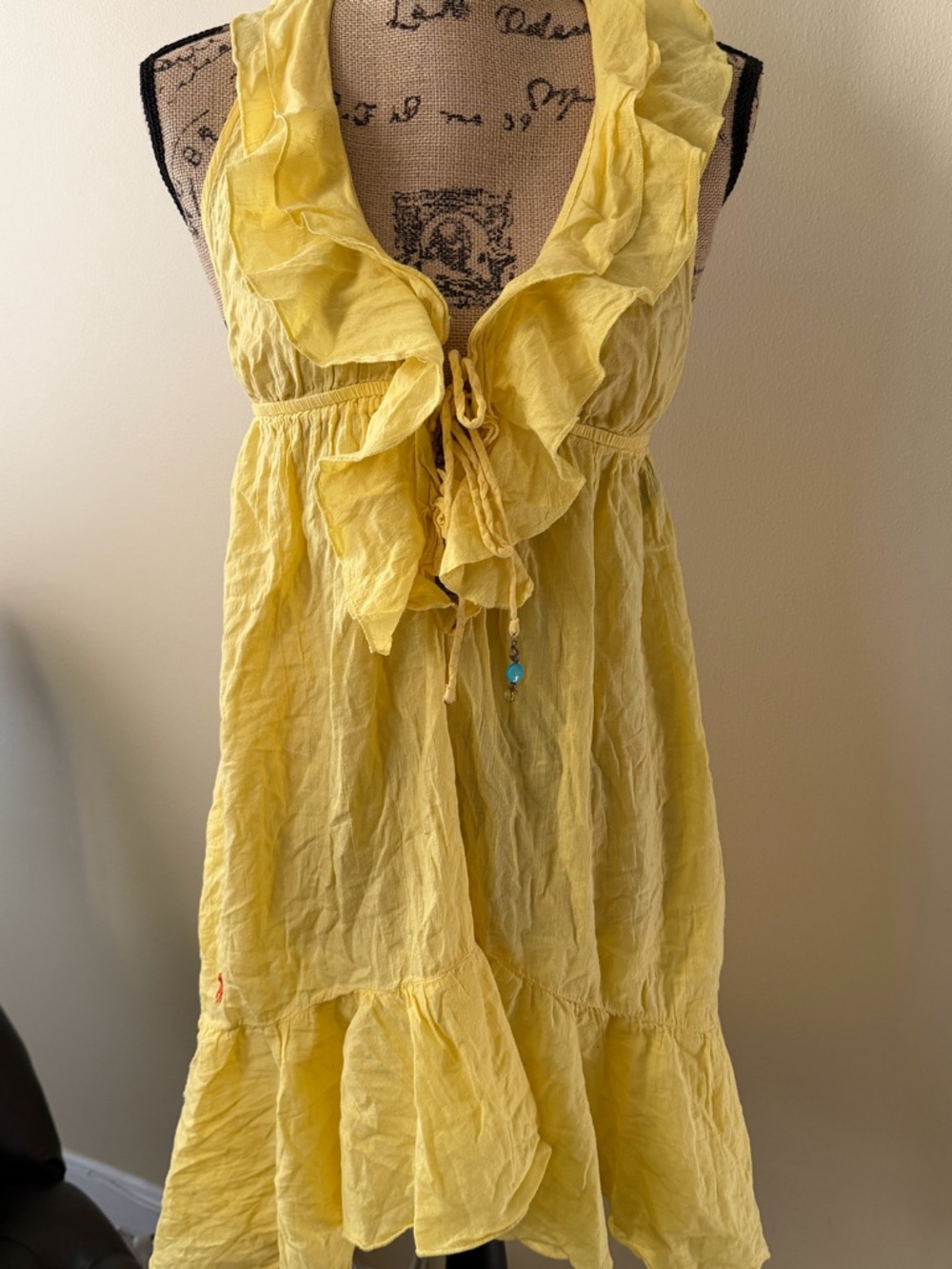 Ralph Lauren Yellow Backless Ruffle Summer Dress